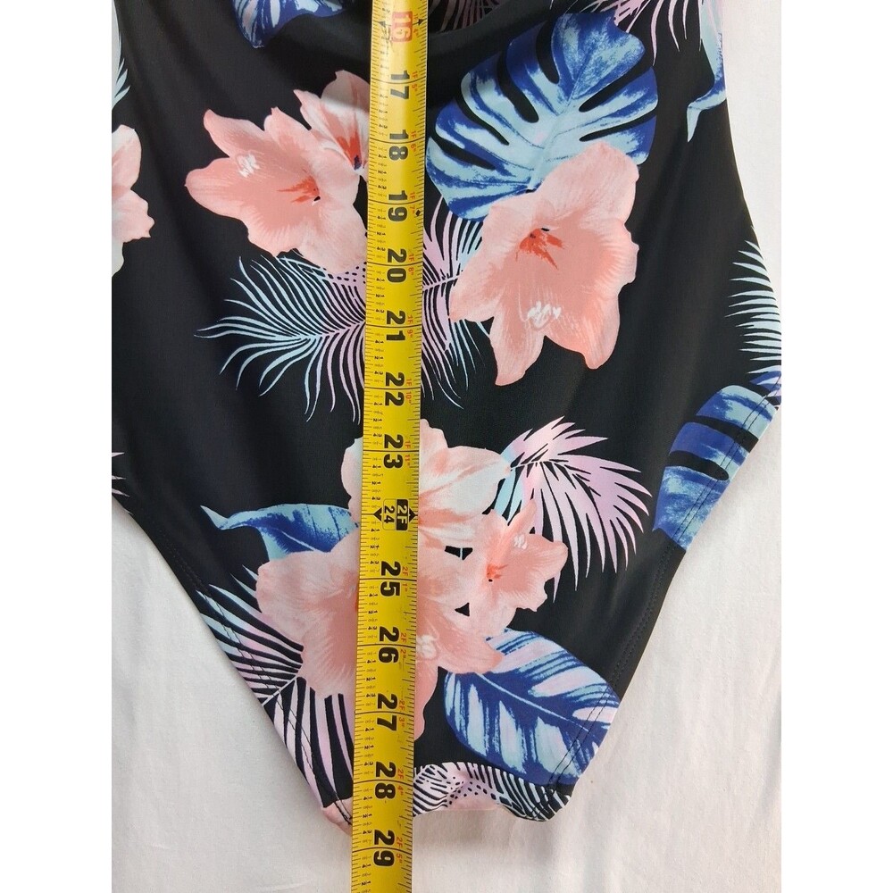 DKNY Women S One Piece Tummy Control Swimsuit Black Floral Resortwear Beach - Picture 7 of 9